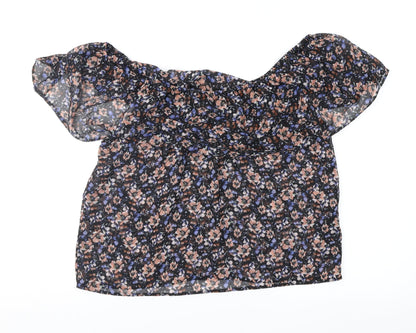 Miss Selfridge Womens Black Floral  Basic Blouse Size 10