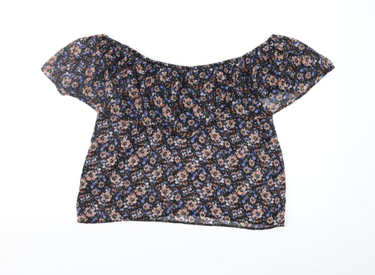 Miss Selfridge Womens Black Floral  Basic Blouse Size 10