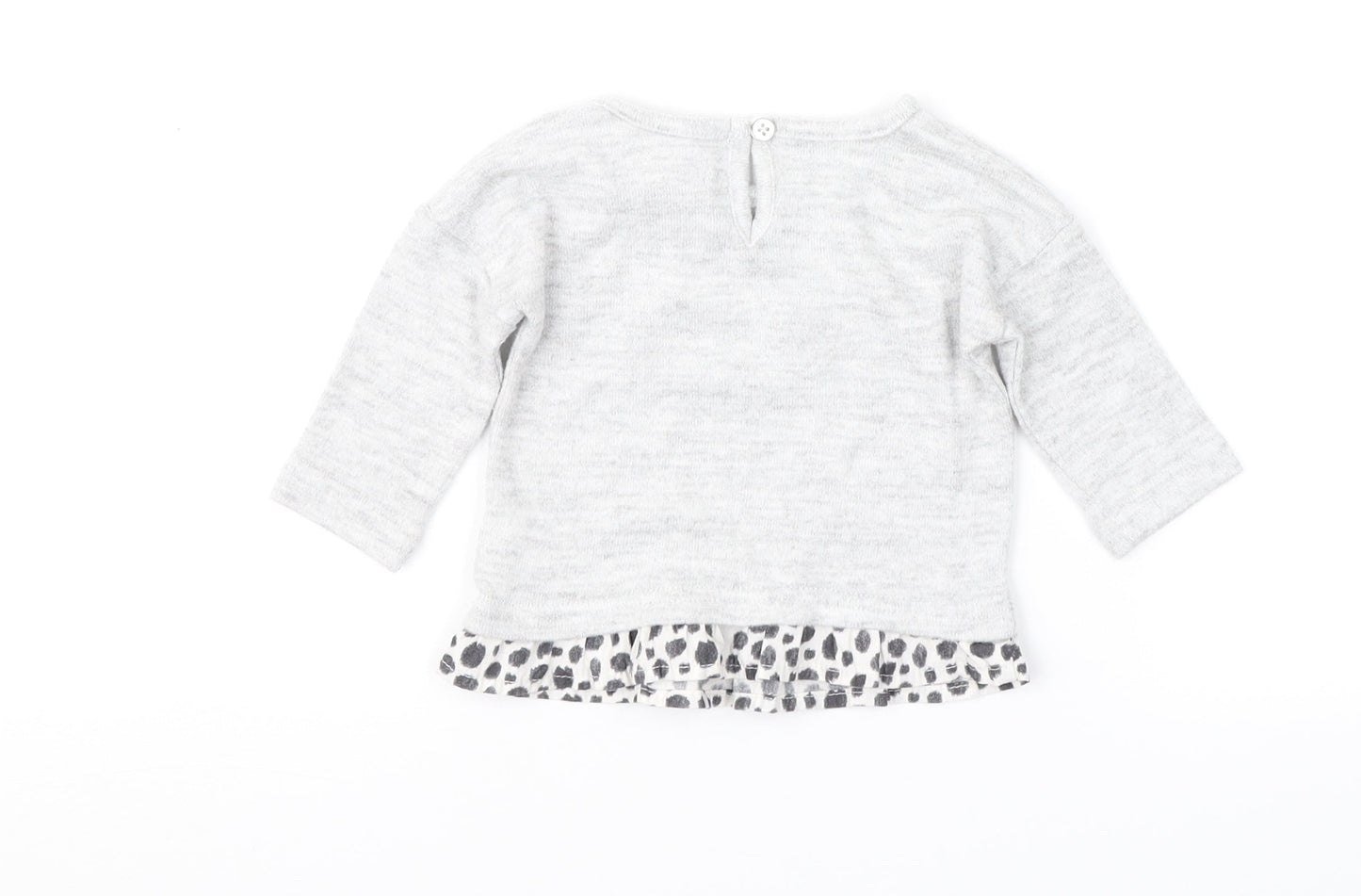 Primark Girls Grey Animal Print  Pullover Jumper Size 0-3 Months