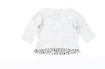 Primark Girls Grey Animal Print  Pullover Jumper Size 0-3 Months