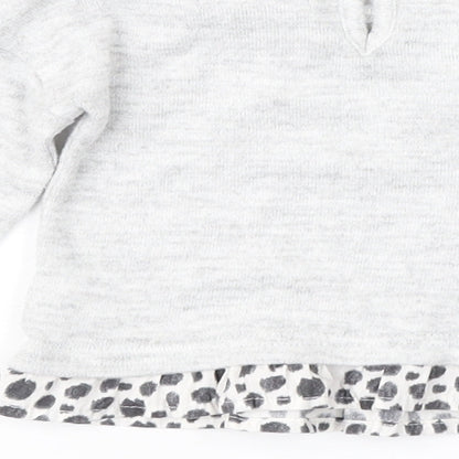 Primark Girls Grey Animal Print  Pullover Jumper Size 0-3 Months