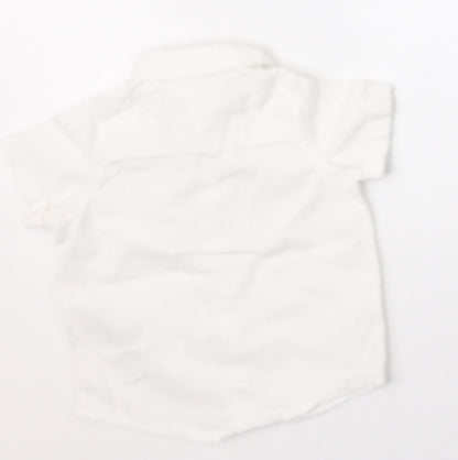 Back view of F&F boys’ white basic button-up, size 0-3, months