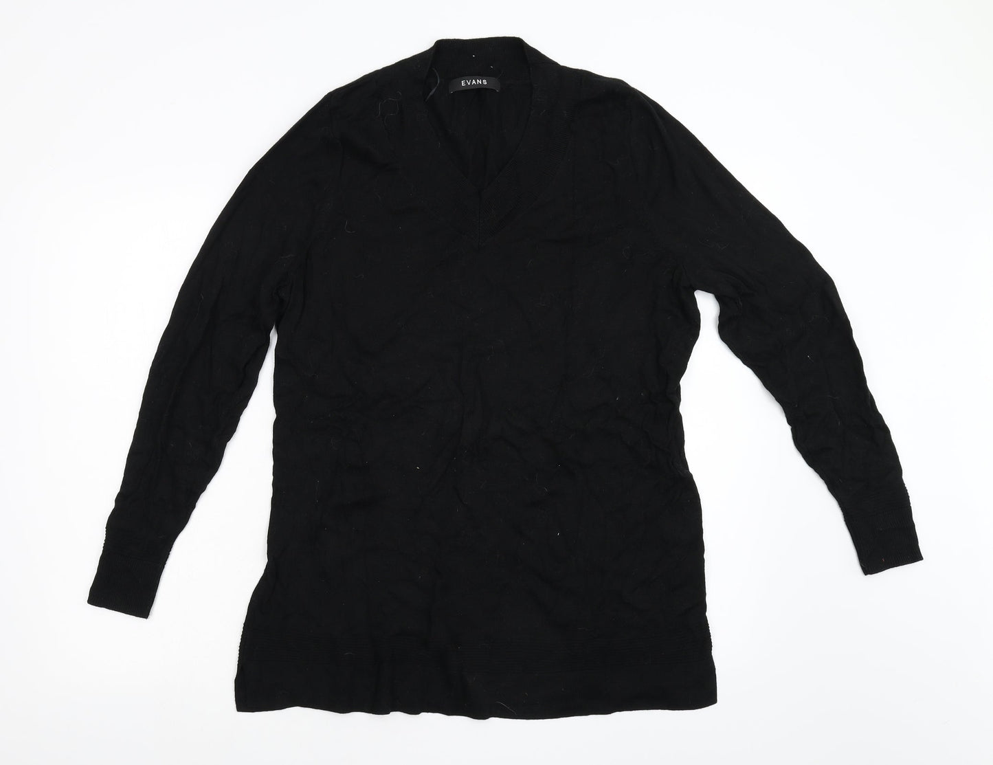 Evans Womens Black  Knit Pullover Jumper Size 14