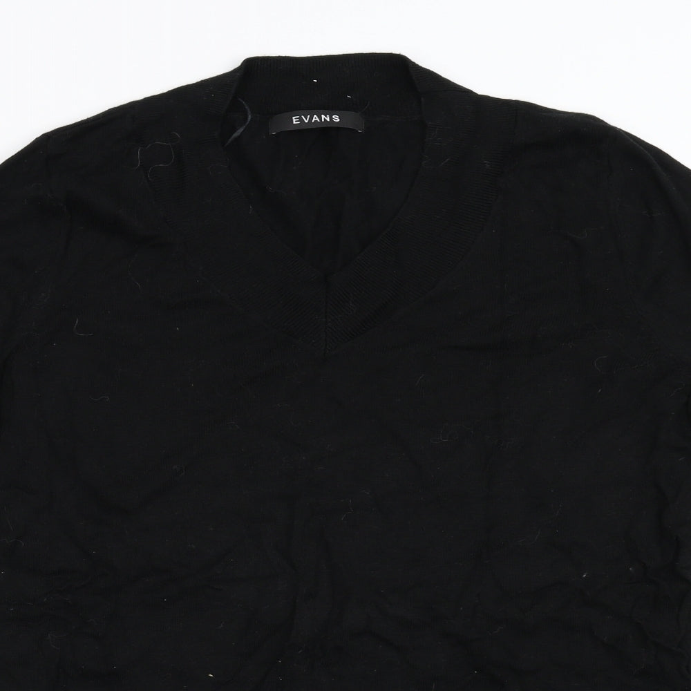 Evans Womens Black  Knit Pullover Jumper Size 14