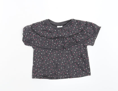 NEXT Girls Grey Geometric  Basic T-Shirt Size 2-3 Years