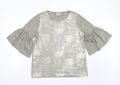 Front view of Dantelle women’s gold basic t-shirt, size L