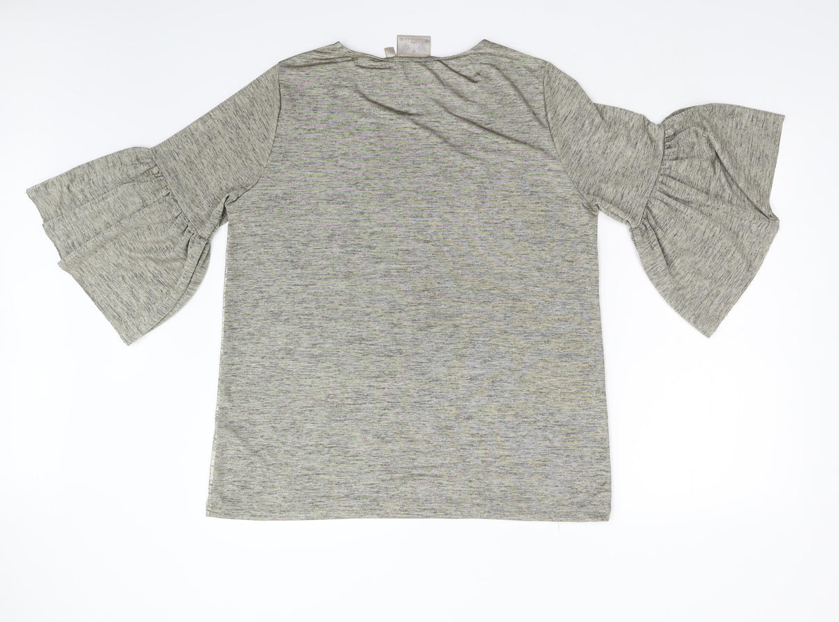 Back view of Dantelle women’s gold basic t-shirt, size L