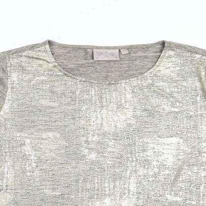 Close-up detail of Dantelle women’s gold basic t-shirt, size L