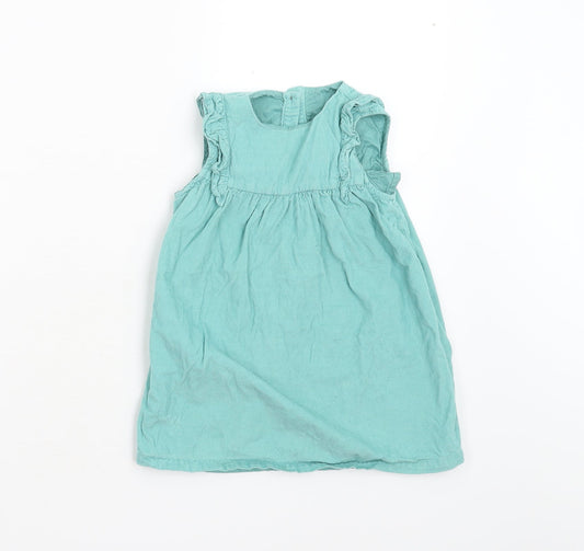 M&S Girls Green  Corduroy Shift  Size 18-24 Months