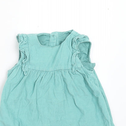 M&S Girls Green  Corduroy Shift  Size 18-24 Months