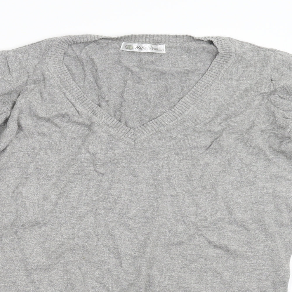 Close-up detail of Nababi women’s grey knit jumper, size M
