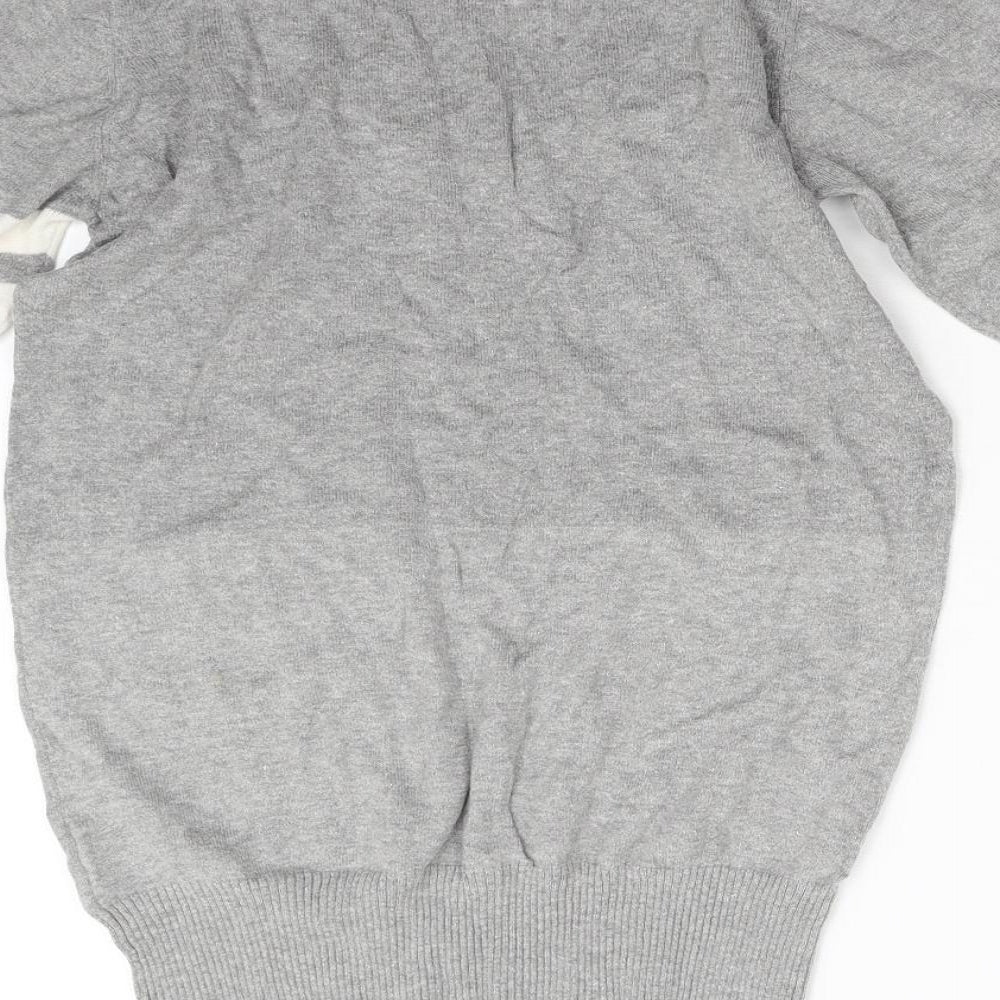 Brand and care label for Nababi women’s grey knit jumper, size M