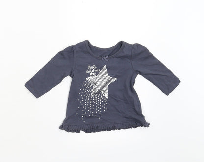 George Baby Grey   Basic T-Shirt Size 0-3 Months  - Christmas