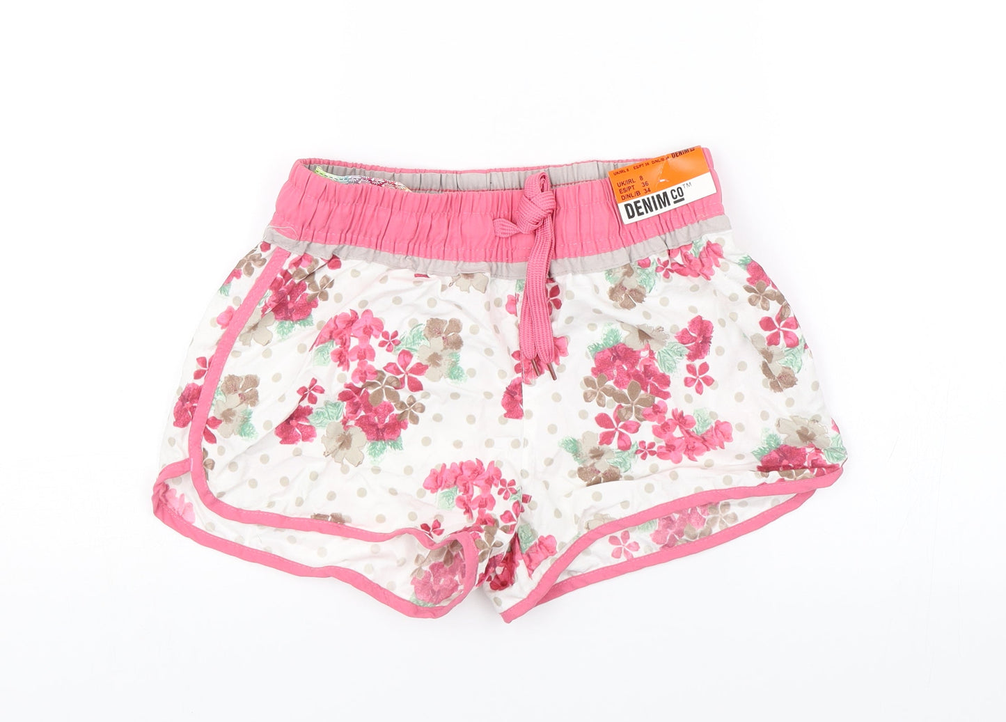 Denim & Co. Womens White Floral  Bermuda Shorts Size 8