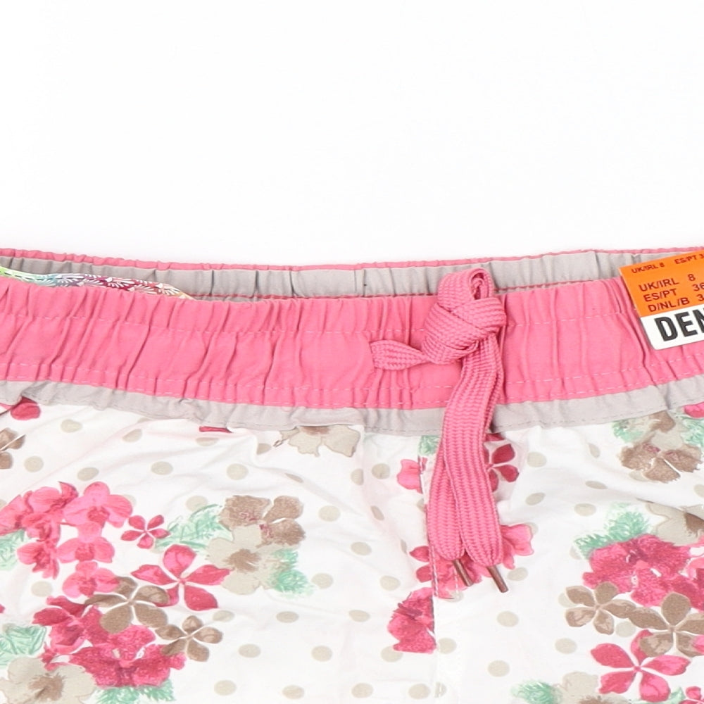 Denim & Co. Womens White Floral  Bermuda Shorts Size 8