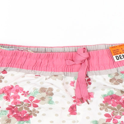 Denim & Co. Womens White Floral  Bermuda Shorts Size 8