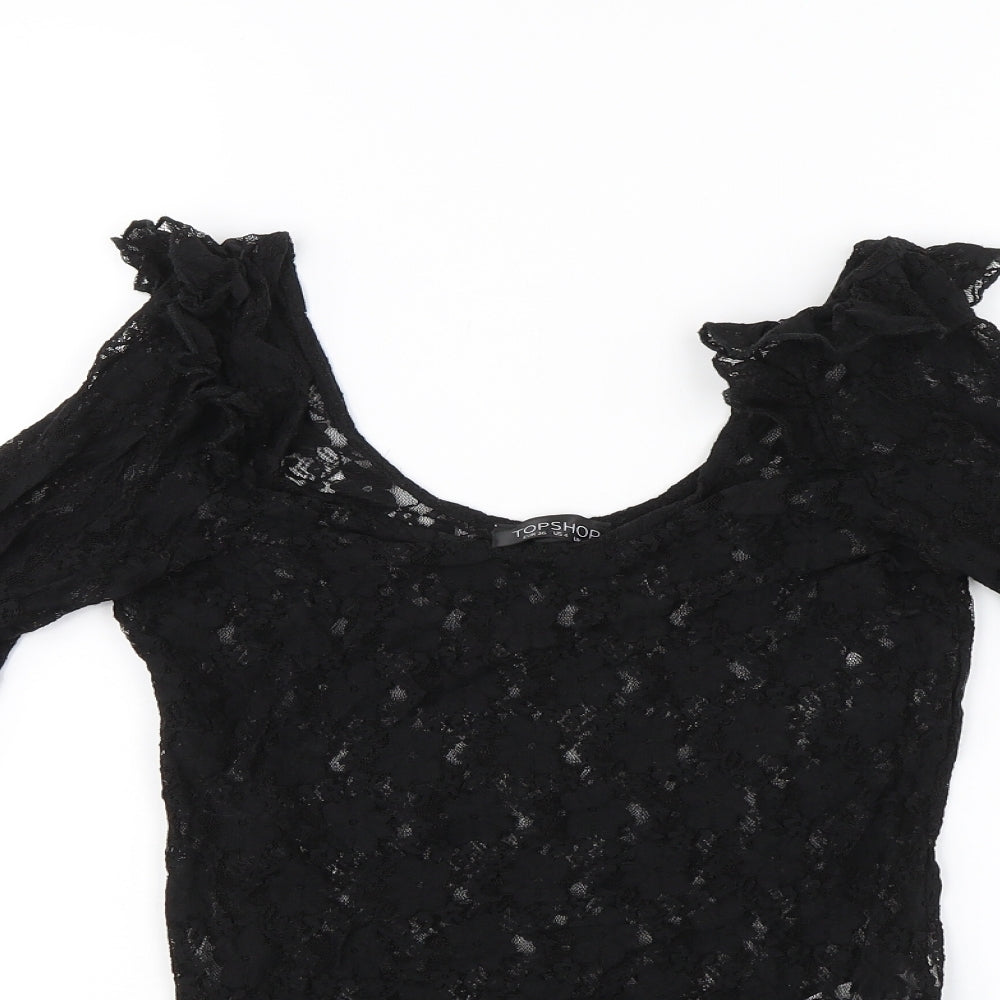 Topshop Womens Black   Bodysuit One-Piece Size 8