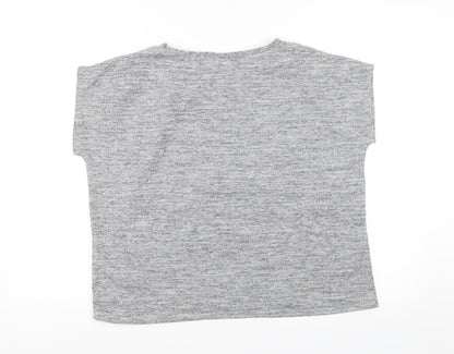 B. You Womens Grey Floral  Basic T-Shirt Size 8