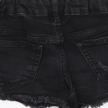 365 Denim Girls Black  Denim Paperbag Shorts Size 6-7 Years