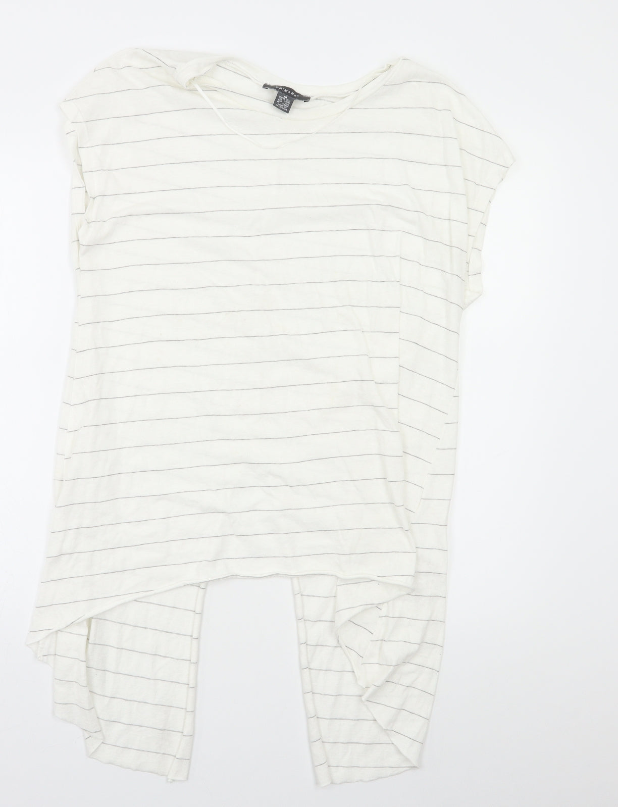 Primark Womens White Striped  Basic T-Shirt Size M