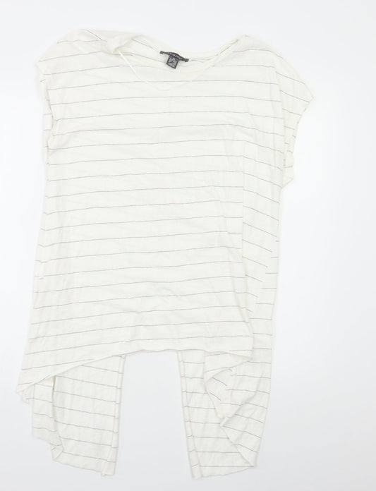 Primark Womens White Striped  Basic T-Shirt Size M
