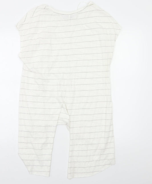 Primark Womens White Striped  Basic T-Shirt Size M