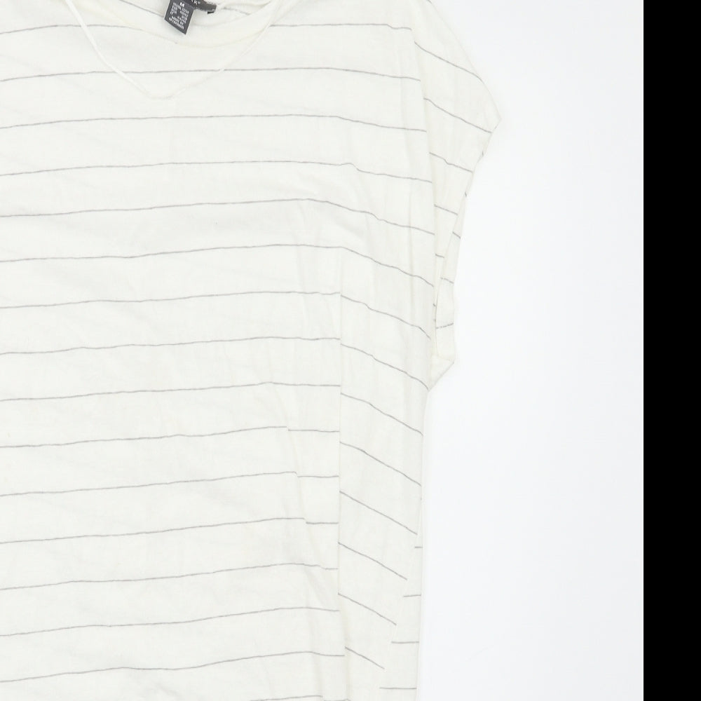 Primark Womens White Striped  Basic T-Shirt Size M