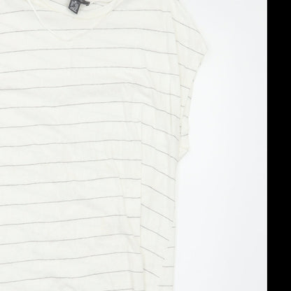 Primark Womens White Striped  Basic T-Shirt Size M
