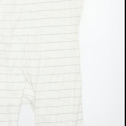 Primark Womens White Striped  Basic T-Shirt Size M