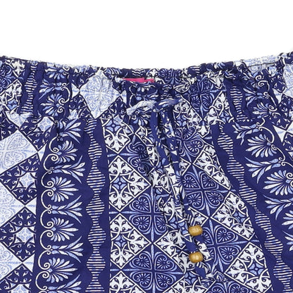 Boohoo Womens Blue Geometric  Bermuda Shorts Size 10