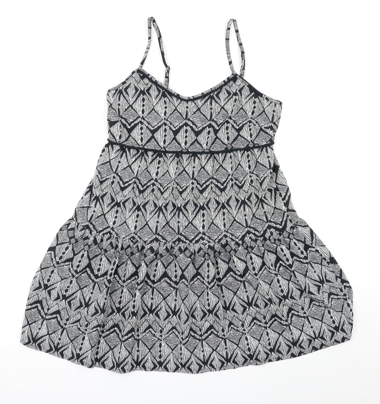 F&F Womens Black Geometric  Fit & Flare  Size S