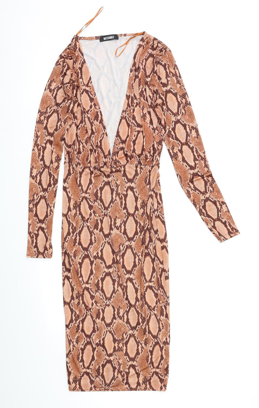 Missguided Womens Orange Animal Print  Bodycon  Size 8