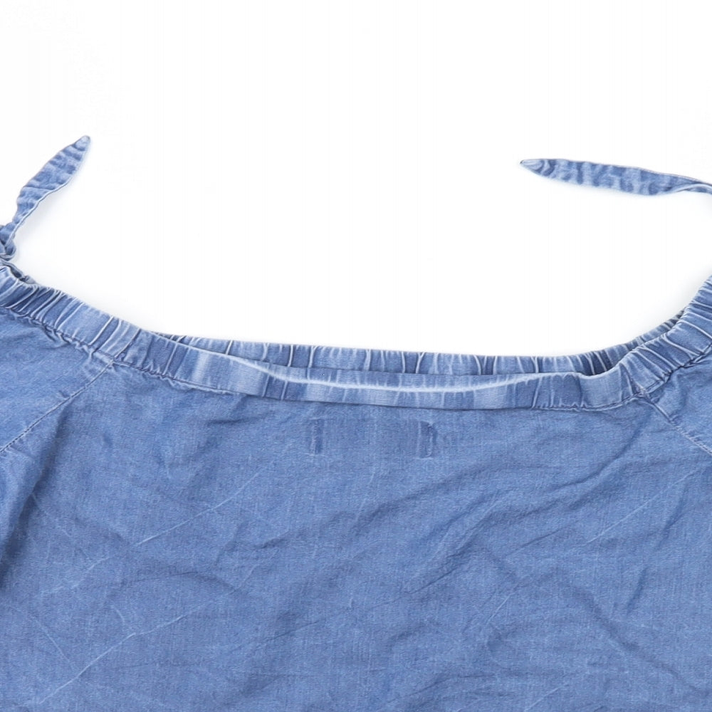 Womens UK Size 6 New Look Blue Basic Blouse