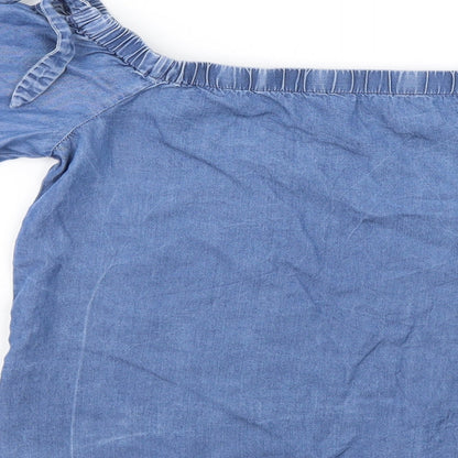 Womens UK Size 6 New Look Blue Basic Blouse