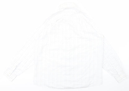 George Mens White Check   Polo Size 16  - purple lines