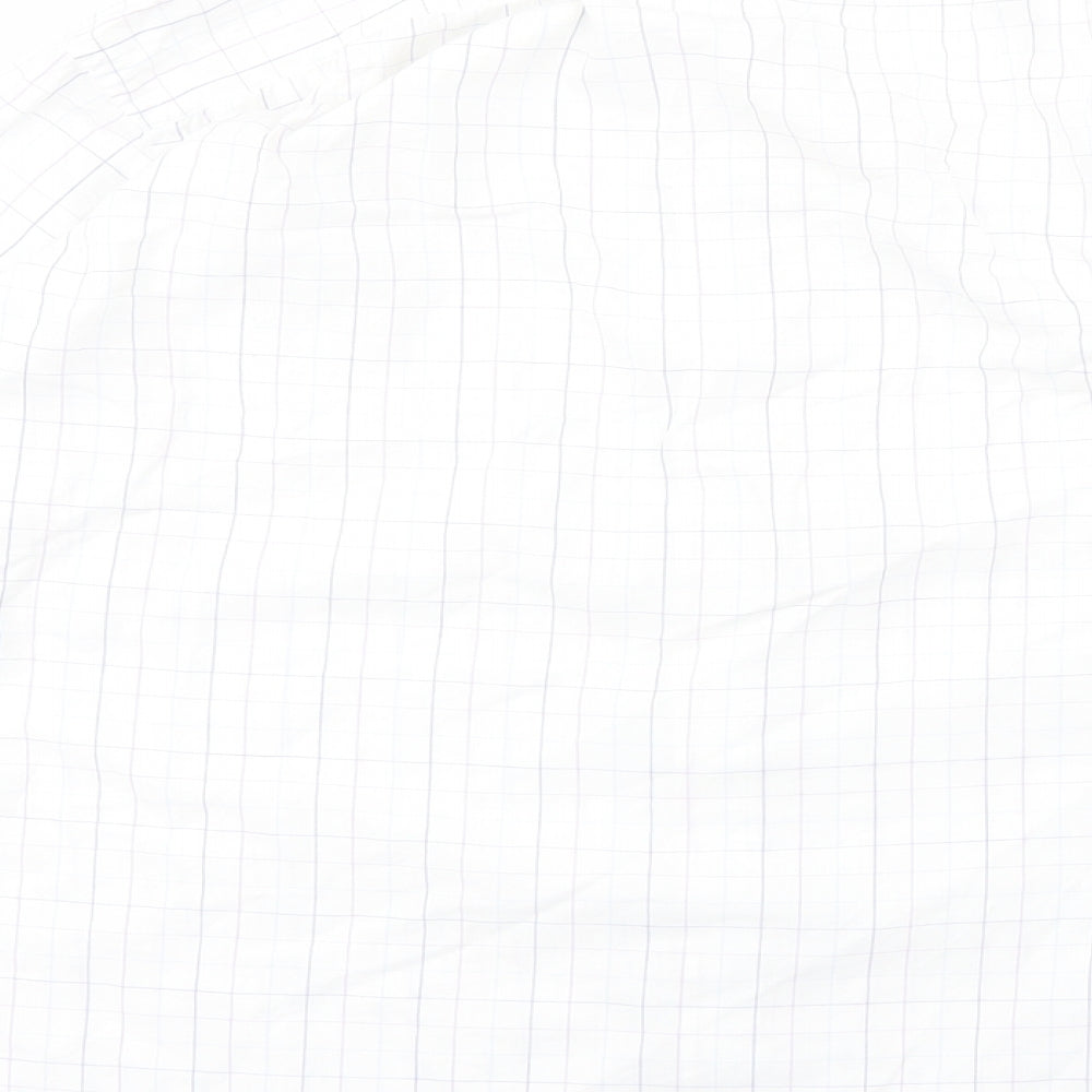 George Mens White Check   Polo Size 16  - purple lines
