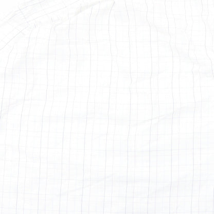 George Mens White Check   Polo Size 16  - purple lines