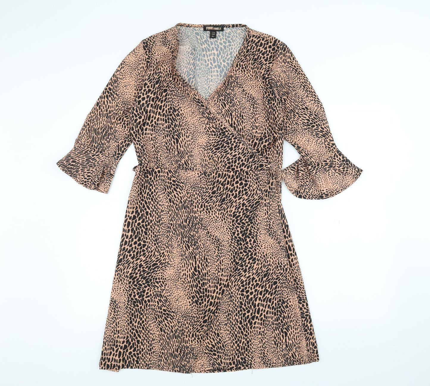 Pink Vanilla Womens Orange Animal Print  A-Line  Size 10