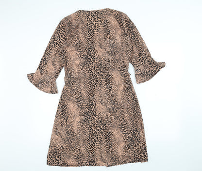 Pink Vanilla Womens Orange Animal Print  A-Line  Size 10