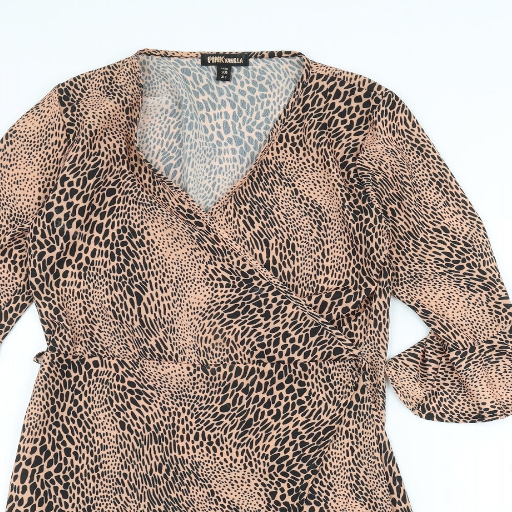 Pink Vanilla Womens Orange Animal Print  A-Line  Size 10