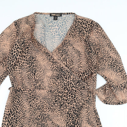 Pink Vanilla Womens Orange Animal Print  A-Line  Size 10