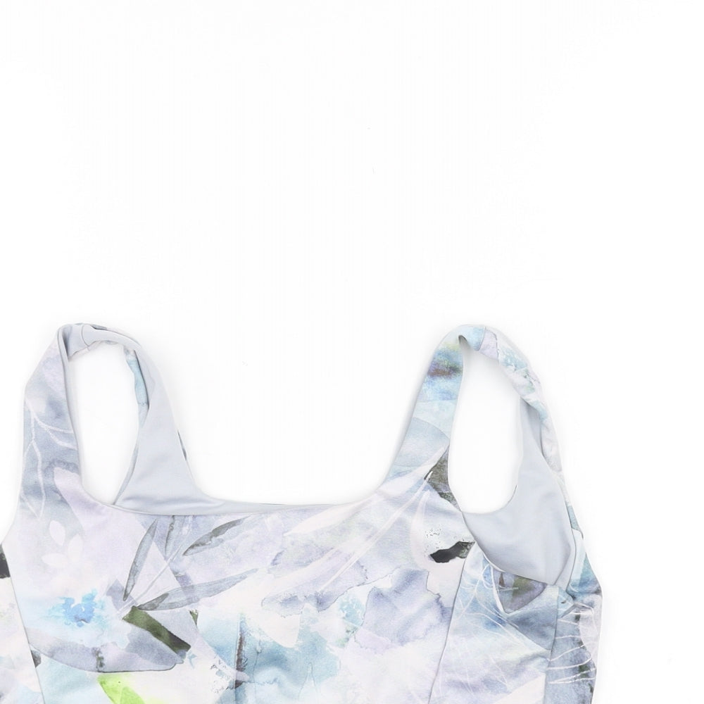 George Womens White Floral  Cropped T-Shirt Size M