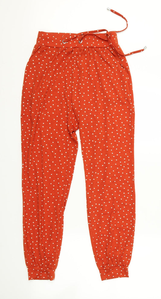 Studio Womens Orange Polka Dot  Sweatpants Trousers Size 8 L21 in - v