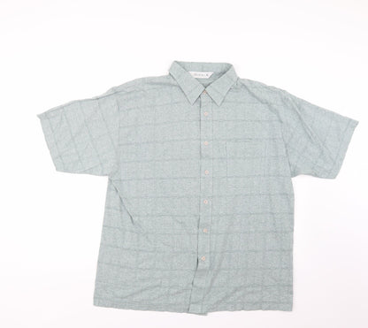 Mens UK Size XL Berkertex Green  Button-Up Short Sleeve Casual Shirt