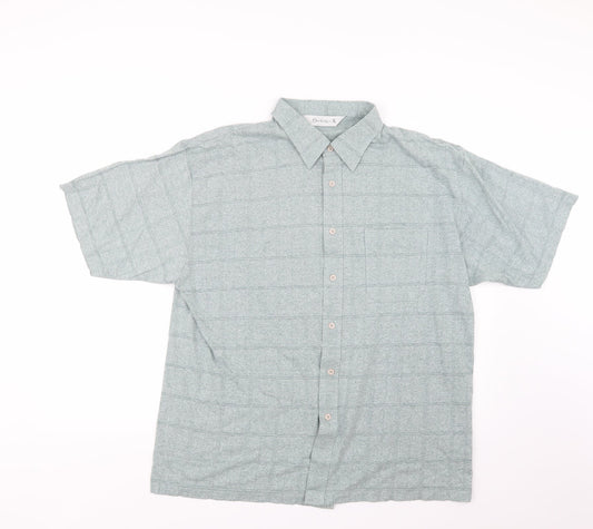 Mens UK Size XL Berkertex Green  Button-Up Short Sleeve Casual Shirt