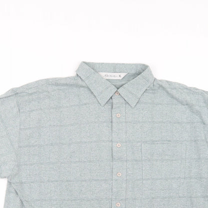 Mens UK Size XL Berkertex Green  Button-Up Short Sleeve Casual Shirt