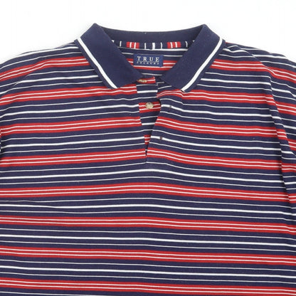 True Colours Mens Blue Striped   Polo Size XL