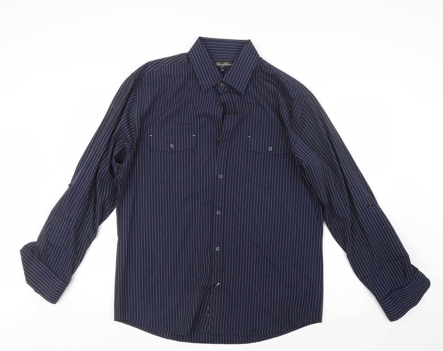 Taylor & Wright Mens Blue Striped   Button-Up Size L