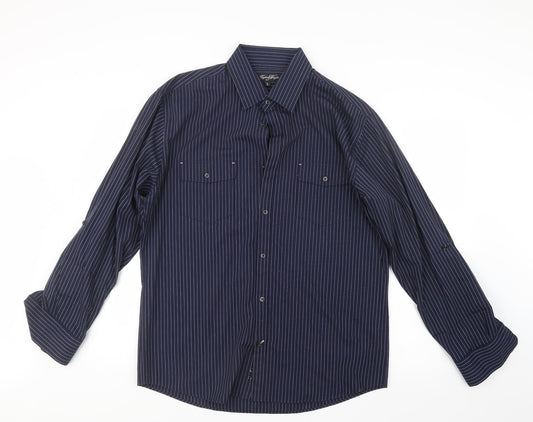 Taylor & Wright Mens Blue Striped   Button-Up Size L