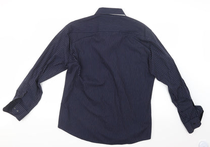 Taylor & Wright Mens Blue Striped   Button-Up Size L